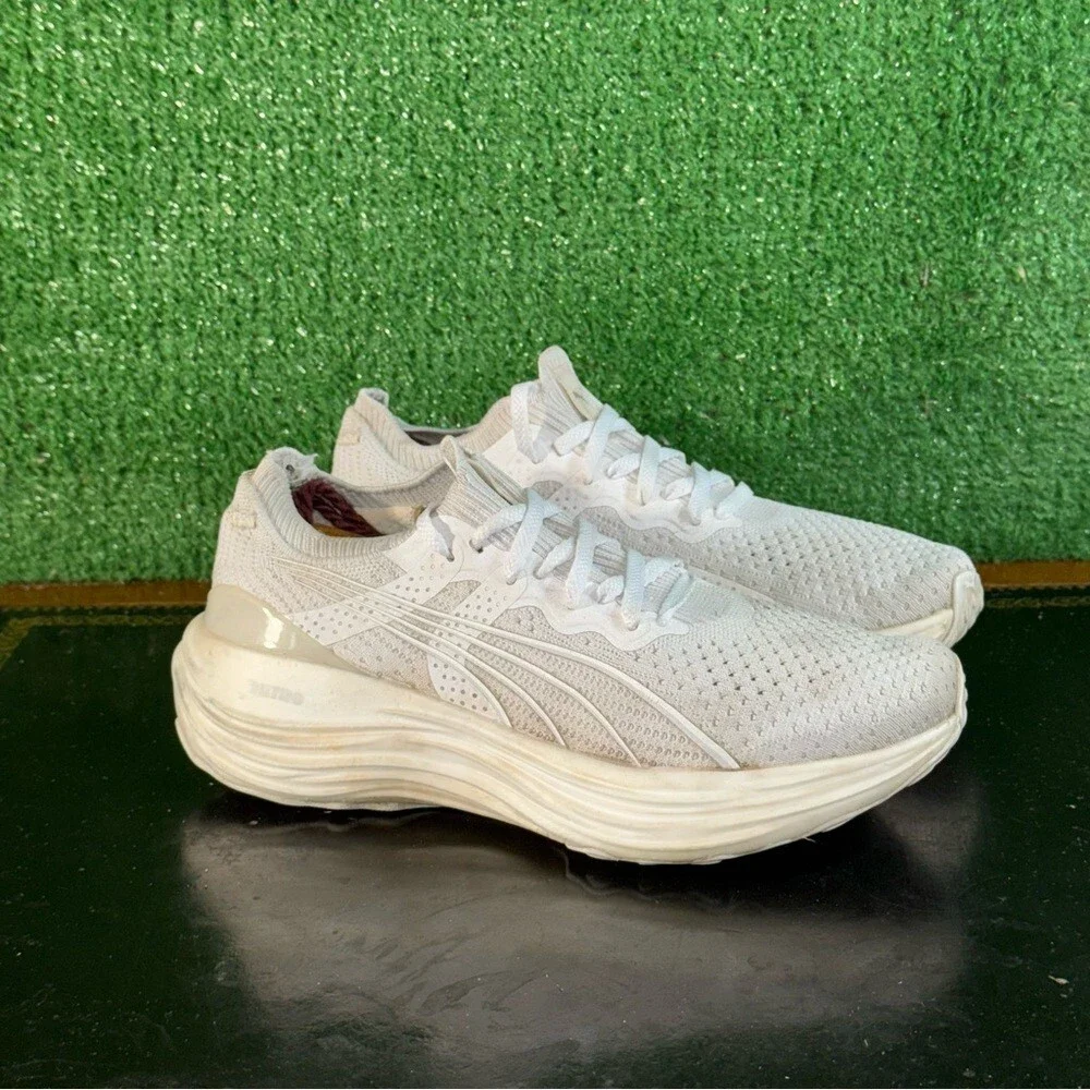 Puma ForeverRun NITRO Knit White Grey‎ 379140-01 Women’s Size 6